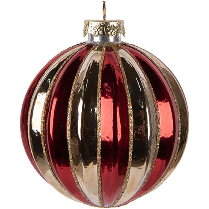 Pallina per albero di Natale Clayre & Eef 6GL5135 Ø 8x8 cm Oro e Rossa