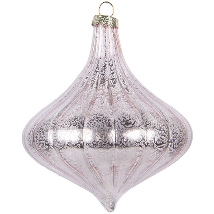 Palla di Natale in vetro Clayre & Eef 6GL5145 Rosa 10x10 cm