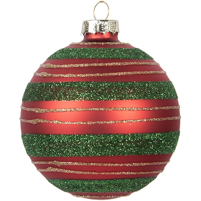 Palla per albero di Natale Clayre & Eef 6GL5170 Rossa e Verde Ø 8 cm