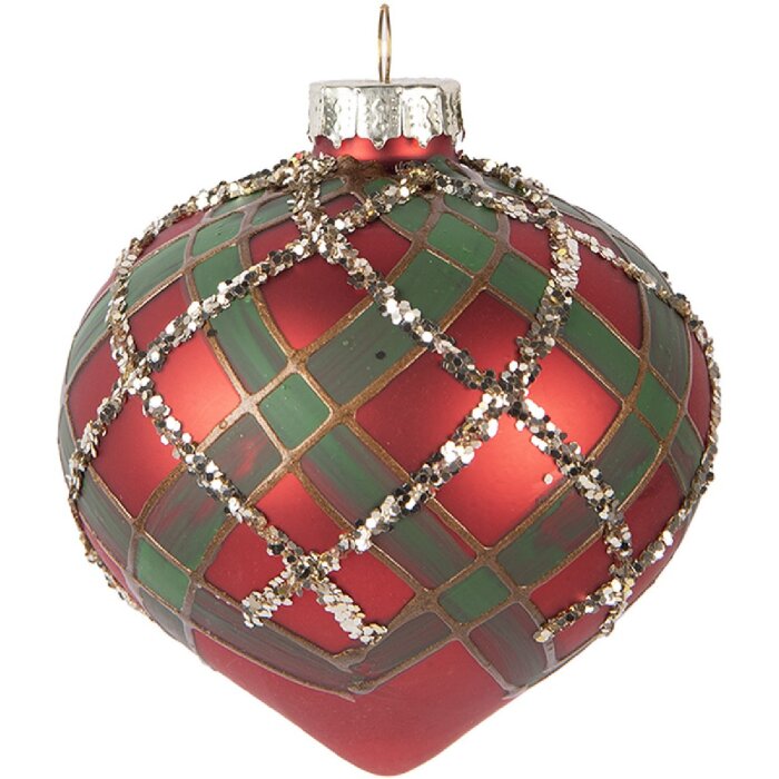 Palla per albero di Natale Clayre & Eef 6GL5172 Ø 8x8 cm Rossa e Verde