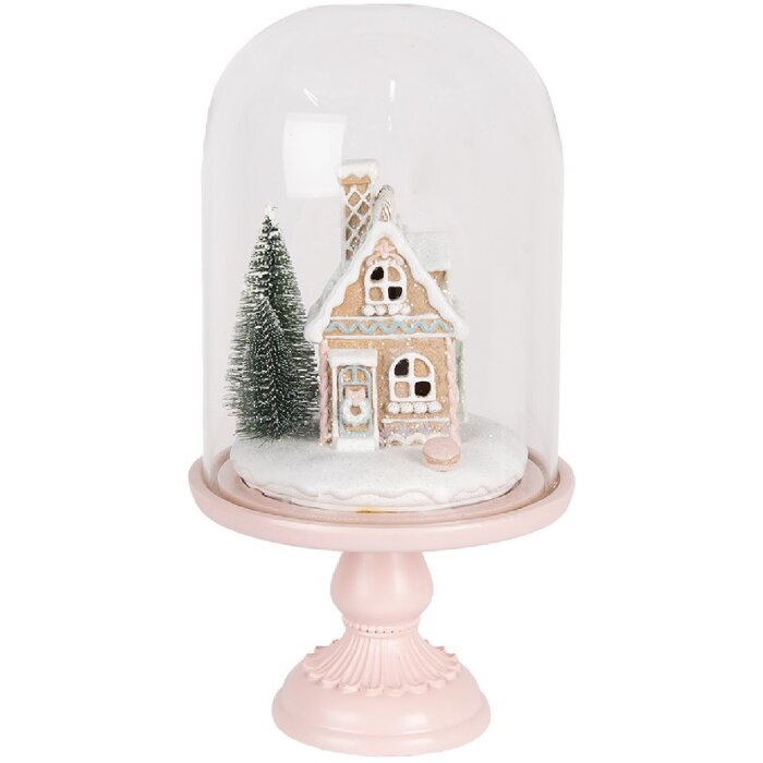 Campana di vetro con decorazione LED Clayre & Eef Rosa 17x30 cm