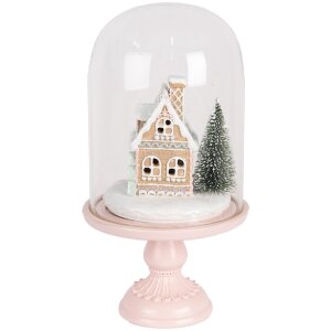 Campana di vetro con decorazione LED Clayre & Eef Rosa 17x30 cm