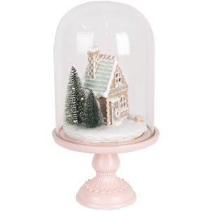 Campana di vetro con decorazione LED Clayre & Eef Rosa 17x30 cm