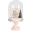 Campana di vetro con decorazione LED Clayre & Eef Rosa 17x30 cm