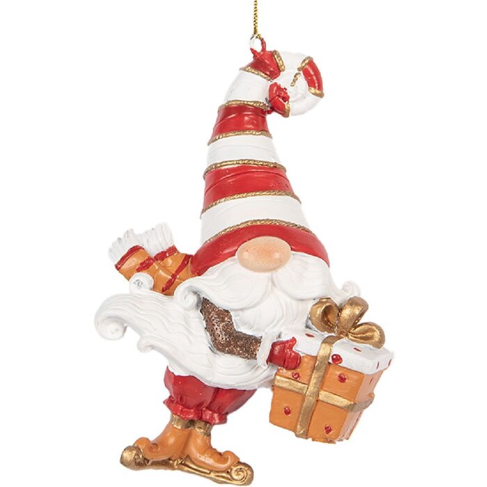 Clayre & Eef 6PR5301 Decorazione Ornamento Babbo Natale Rosso e Bianco 8x4x10 cm