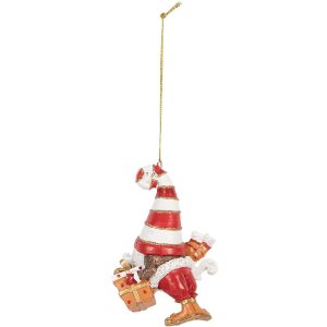 Clayre & Eef 6PR5301 Decorazione Ornamento Babbo Natale Rosso e Bianco 8x4x10 cm