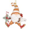 Clayre & Eef 6PR5302 Decorazione Ciondolo Babbo Natale 8x4x10 cm Arancione e Bianco