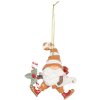 Clayre & Eef 6PR5302 Decorazione Ciondolo Babbo Natale 8x4x10 cm Arancione e Bianco