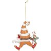 Clayre & Eef 6PR5302 Decorazione Ciondolo Babbo Natale 8x4x10 cm Arancione e Bianco