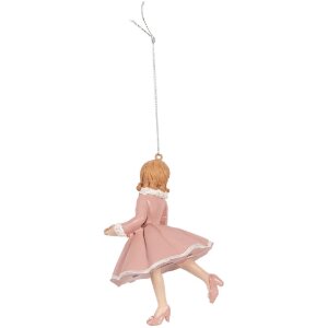 Clayre & Eef 6PR5303 Decorazione Ciondolo Ballerina 7x7x11 cm Rosa Beige