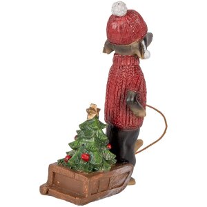 Clayre & Eef 6PR5305 Decorazione Cane (Bassotto) 8x4x13 cm Marrone Rosso