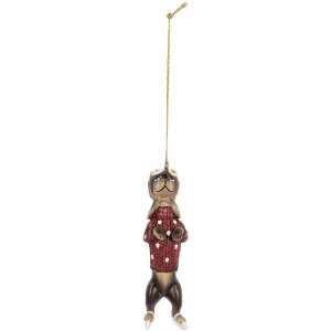 Clayre & Eef 6PR5306 Decorazione appendente Cane 4x3x10 cm Marrone Rosso