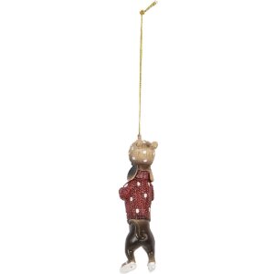 Clayre & Eef 6PR5306 Decorazione appendente Cane 4x3x10 cm Marrone Rosso