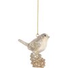 Clayre & Eef 6PR5660 Decorazione Ciondolo Uccello 6x3x6 cm Beige-Oro