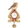 Clayre & Eef 6PR5664 Decorazione ciondolo Uccello 6x3x11 cm Marrone con accenti dorati