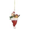 Clayre & Eef 6PR5665 Decorazione Ciondolo Uccello 5x3x9 cm Marrone e Rosso