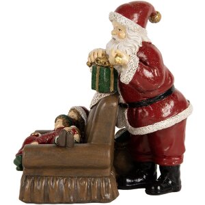 Clayre & Eef 6PR5668 Decorazione Babbo Natale con Bambini 17x13x18 cm Rossa