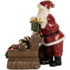 Clayre & Eef 6PR5668 Decorazione Babbo Natale con Bambini 17x13x18 cm Rossa