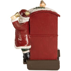 Decorazione Babbo Natale con locomotiva Clayre & Eef 16x10x13 cm Rosso