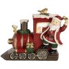 Decorazione Babbo Natale con locomotiva Clayre & Eef 16x10x13 cm Rosso
