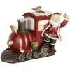 Decorazione Babbo Natale con locomotiva Clayre & Eef 16x10x13 cm Rosso