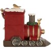 Decorazione Babbo Natale con locomotiva Clayre & Eef 16x10x13 cm Rosso