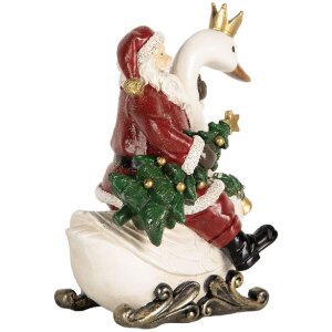 Decorazione Babbo Natale su Cigno Clayre & Eef 6PR5671 13x10x16 cm Rosso e Bianco