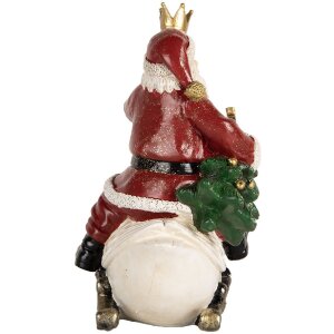 Decorazione Babbo Natale su Cigno Clayre & Eef 6PR5671 13x10x16 cm Rosso e Bianco
