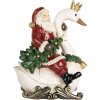 Decorazione Babbo Natale su Cigno Clayre & Eef 6PR5671 13x10x16 cm Rosso e Bianco