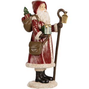 Clayre & Eef 6PR5672 Decorazione Babbo Natale 12x11x26 cm Rosso & Bianco