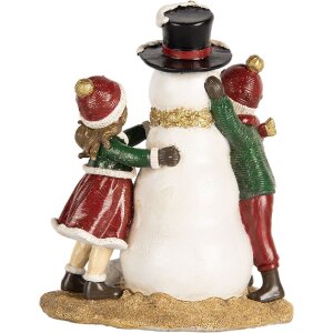 Clayre & Eef 6PR5679 Decorazione Bambino con Pupazzo di Neve 13x10x16 cm Rosso Bianco
