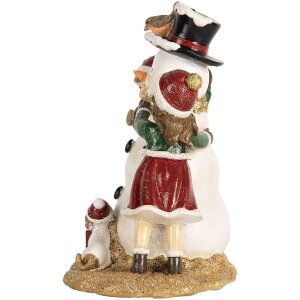 Clayre & Eef 6PR5679 Decorazione Bambino con Pupazzo di Neve 13x10x16 cm Rosso Bianco