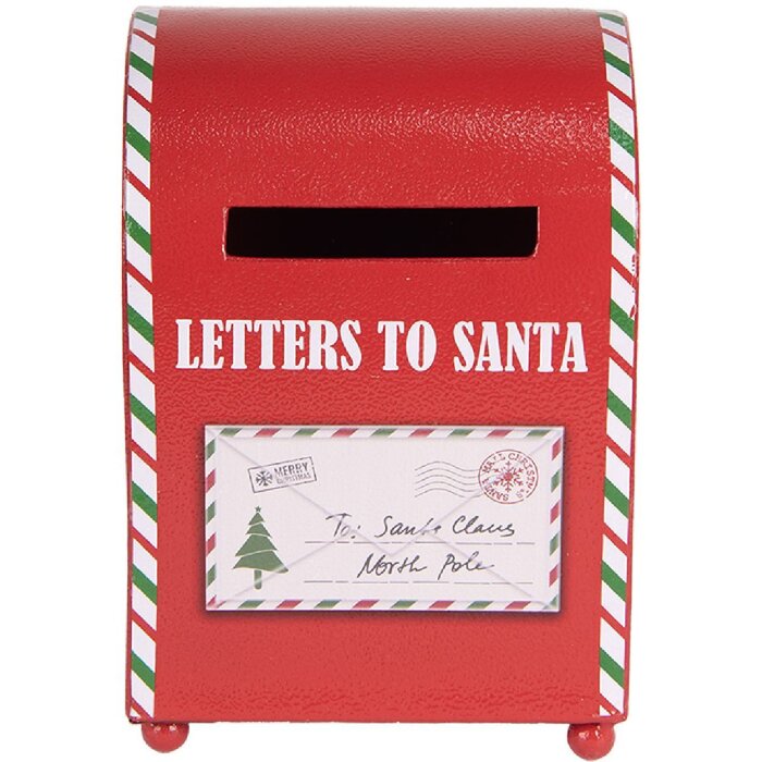 Cassetta postale Clayre & Eef 6Y5800 14x13x19 cm Rosso/Bianco