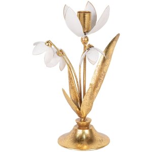 Portacandele Clayre & Eef 6Y5804 14x10x25 cm Dorato