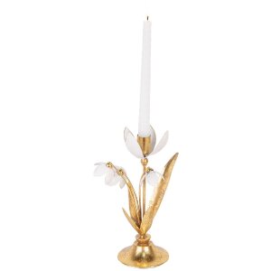 Portacandele Clayre & Eef 6Y5804 14x10x25 cm Dorato