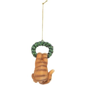 Clayre & Eef 6PR5312 Decorazione appendente Gatto 6x5x9 cm Marrone e Verde