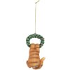 Clayre & Eef 6PR5312 Decorazione appendente Gatto 6x5x9 cm Marrone e Verde