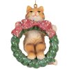 Decorazione pendente Gatto Clayre & Eef 6PR5313 6x5x9 cm Marrone e Verde