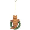 Decorazione pendente Gatto Clayre & Eef 6PR5313 6x5x9 cm Marrone e Verde