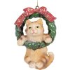 Clayre & Eef 6PR5314 Decorazione Ciondolo Gatto 6x5x9 cm Marrone & Verde
