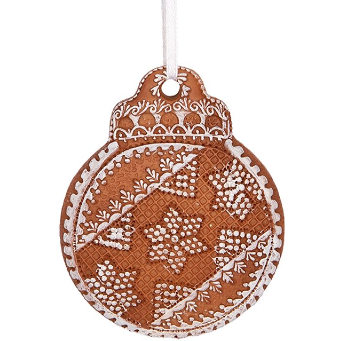Clayre & Eef 6PR5316 Decorazione Ornamento Albero di Natale 8x2x10 cm Marrone e Bianco