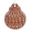 Clayre & Eef 6PR5318 Decorazione Ornamento Palla di Natale 8x2x10 cm Marrone Bianco
