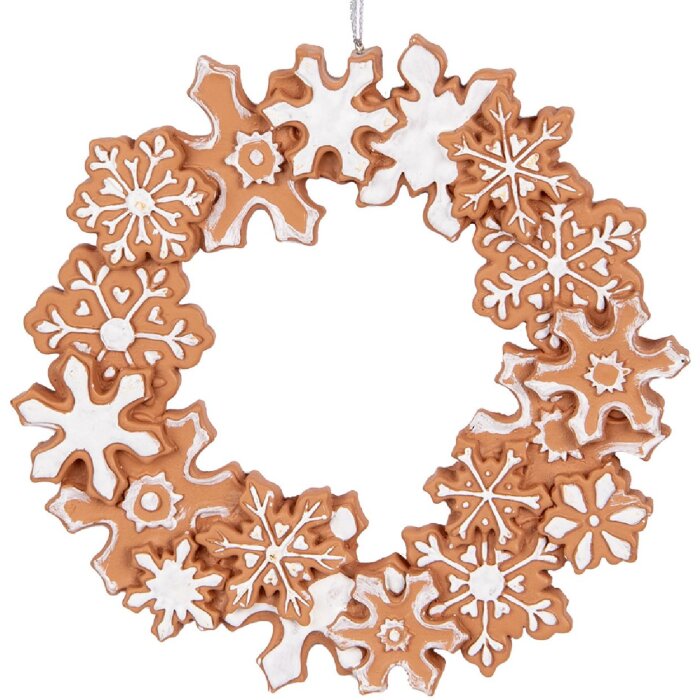 Clayre & Eef 6PR5321 Decorazione Ornamento Corona Ø 18x2 cm Marrone & Bianco