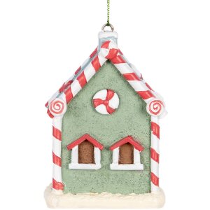 Clayre & Eef 6PR5324 Decorazione Pendente Casa 6x4x8 cm Verde Bianco