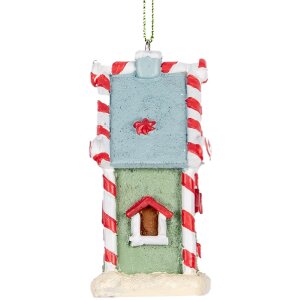 Clayre & Eef 6PR5324 Decorazione Pendente Casa 6x4x8 cm Verde Bianco