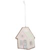 Clayre & Eef 6PR5335 Decorazione Ciondolo Casa 9x1x10 cm Rosa con accenti verdi
