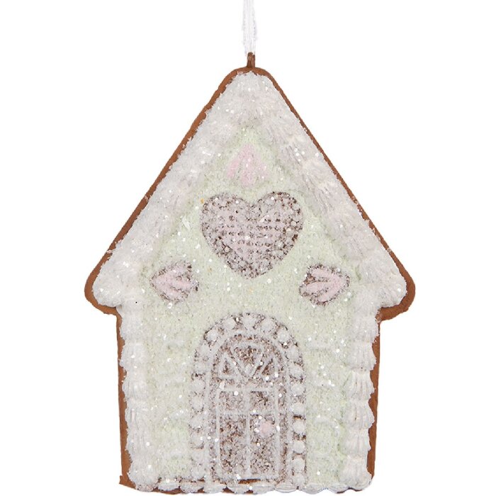 Clayre & Eef 6PR5336 Decorazione Ciondolo Casa 8x1x10 cm Verde e Bianco