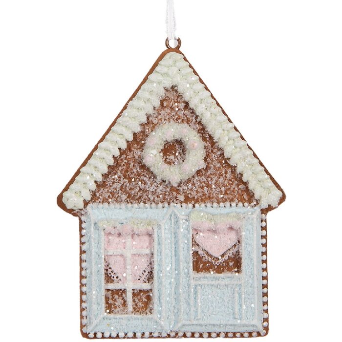 Clayre & Eef 6PR5337 Ciondolo Decorativo Casa 8x1x10 cm Blu Bianco