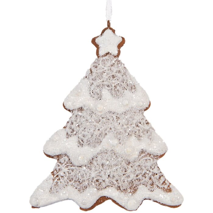 Clayre & Eef 6PR5343 Decorazione Ornamento Albero di Natale 9x1x10 cm Bianco Marrone