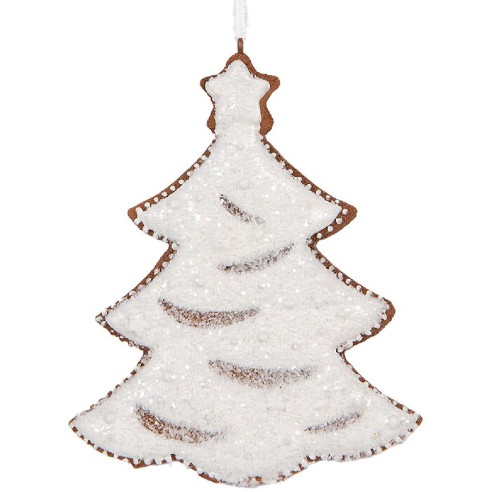 Clayre & Eef 6PR5344 Decorazione Ornamento Albero di Natale 9x1x10 cm Bianco Marrone